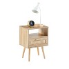 Conner 15.75" Rattan Nightstands with Drawer and Solid Wood Legs, Bedside End Table for Living Room, Bedroom, Indoor Furniture - The Pop Home - 2 of 4
