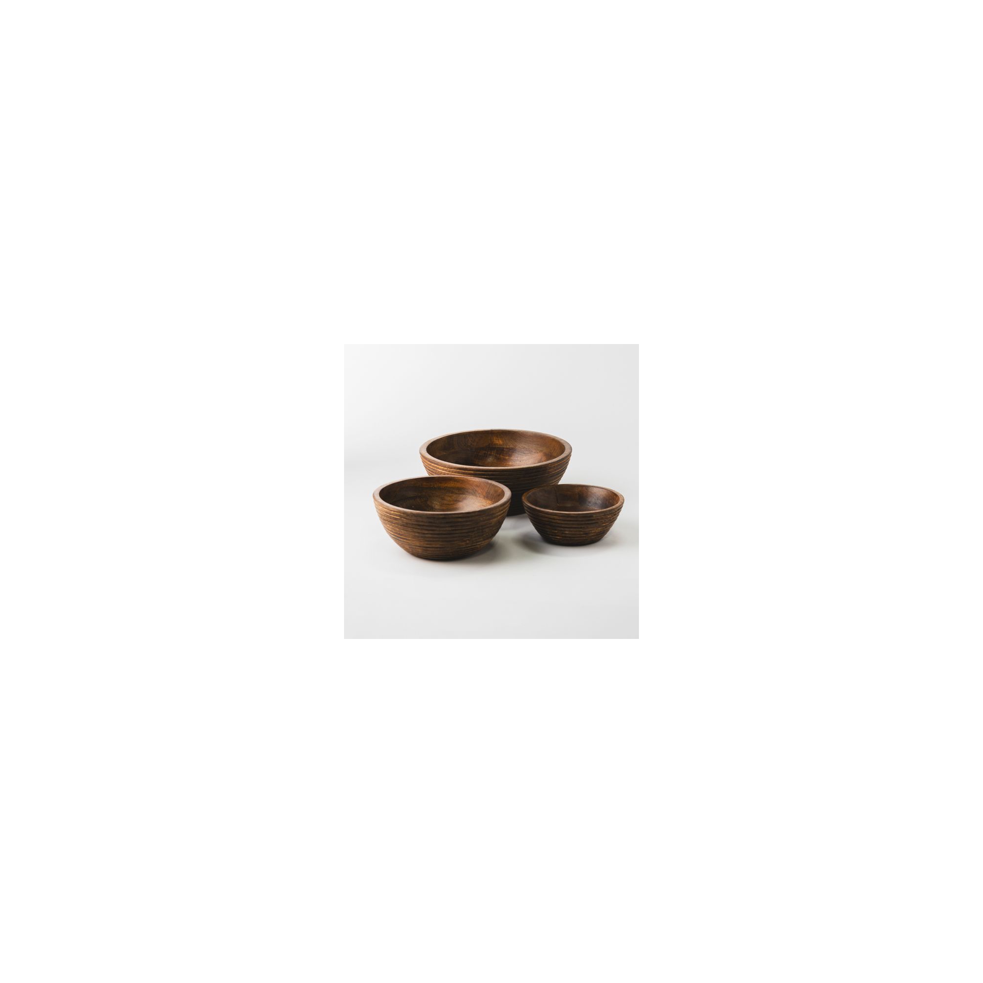 Cascade Handcarved Mangowood Nested Bowls Set of 3