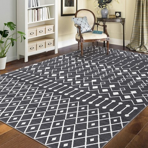 Boho Chic Luxury Rug, Soft Beige 2024 & Gray Rugs, Geometric Diamond design Carpet, Area Runner Rug Home Decor, Living room, Dining room, Bedroom