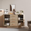 Modern Fluted Sideboard Buffet Cabinet with Storage, Wood Modern 47" Kitchen Storage Cabinet Buffet Table Coffee Bar with Doors - 2 of 4