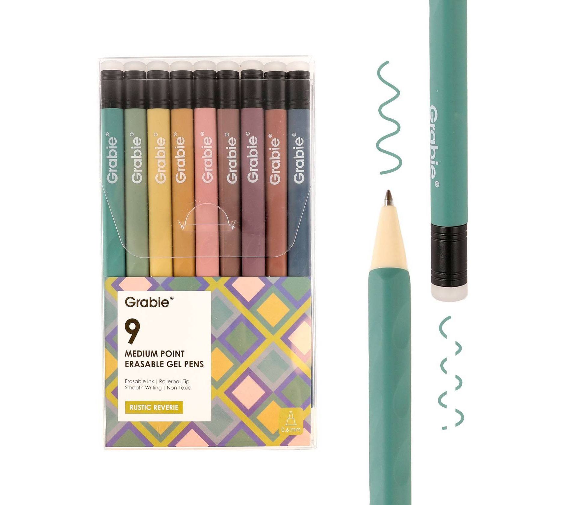 Grabie 9ct Medium Point Erasable Gel Pens Set Rustic
