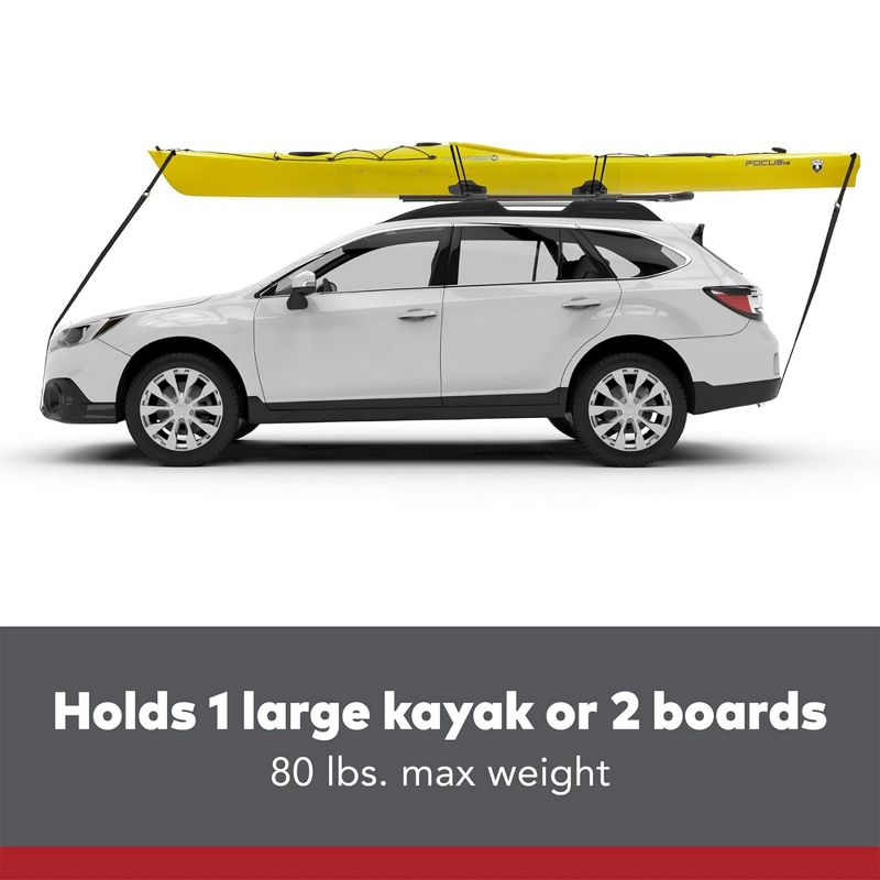 Yakima ShowDown Load Assist 1 Kayak or 2 SUP Board Capacity Roof Car Mount Rack for Vehicles with Heavy Duty Straps and Bow and Stern Tie Downs, Black, 5 of 8