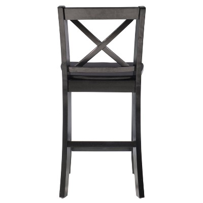 24" Black Mahogany Wood X-Back Counter Stool
