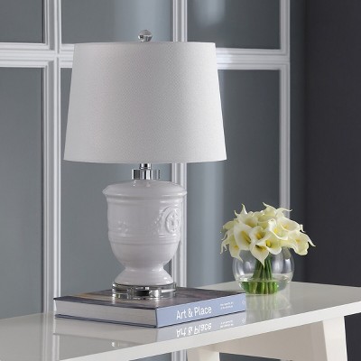 Shoal 23" White Ceramic Table Lamp Set with Textured Cotton Shade