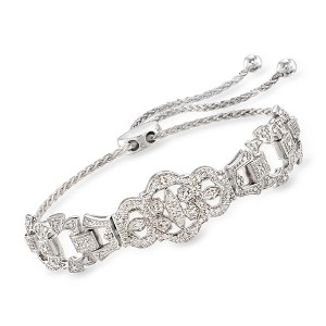 Ross-Simons 0.25 ct. t.w. Diamond Openwork Bolo Bracelet in Sterling Silver Size - 1 of 4