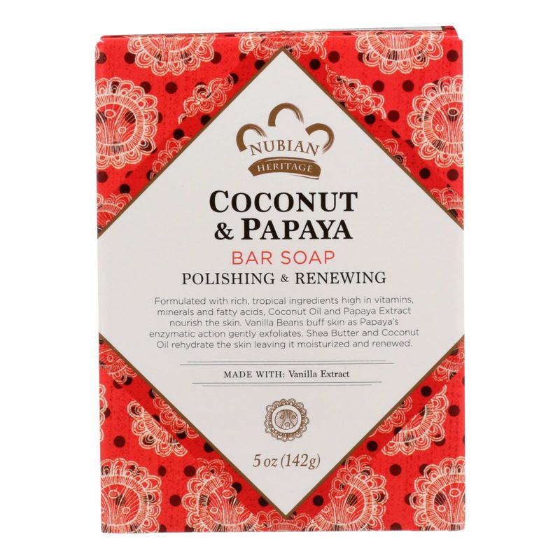 Nubian Heritage Polishing and Renewing Coconut and Papaya Bar Soap - 5 oz, 1 of 6