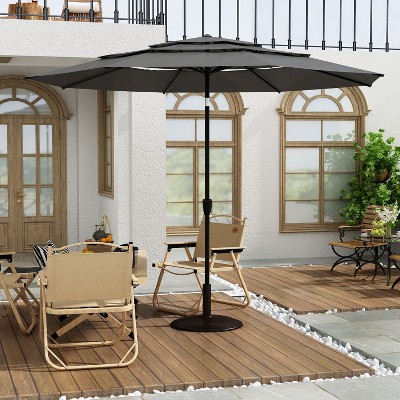 FUFU&GAGA Outdoor Patio Umbrella 11FT 3-Tier Crank Tilt Sun Shade, Polyester Canopy