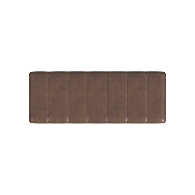 Theodore 42.5" Brown Faux Leather and Black Metal Bench