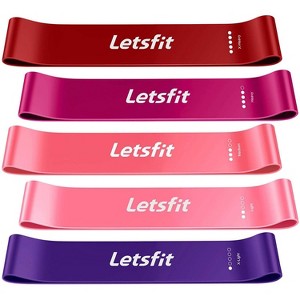 Letsfit Set of 5, Resistance Loop Exercise Bands With BONUS Carry Bag - JSD02-5P - 1 of 4