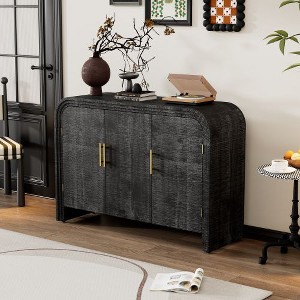 NicBex Retro Minimalist Curved Sideboard Cabinet, Buffet Cabinet with Adjustable Shelves Storage, Storage Cabinet, Kitchen Pantry Cabinet - 1 of 4