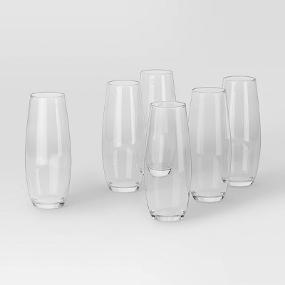 9.6oz 6pk Stemless Hutton Champagne Flute Set - Threshold™