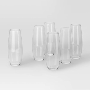 9.6oz 6pk Stemless Hutton Champagne Flute Set - Threshold™ - 1 of 4