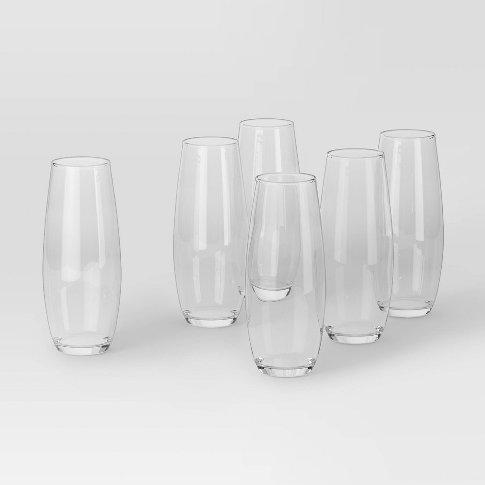 Photos - Glass 9.6oz 6pk Stemless Hutton Champagne Flute Set - Threshold™