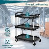 Collapsible Service Cart 3 Tier Folding Rolling Utility Cart with Lockable Wheels, Heavy Duty & Portable for Garage Warehouse Office - 3 of 4