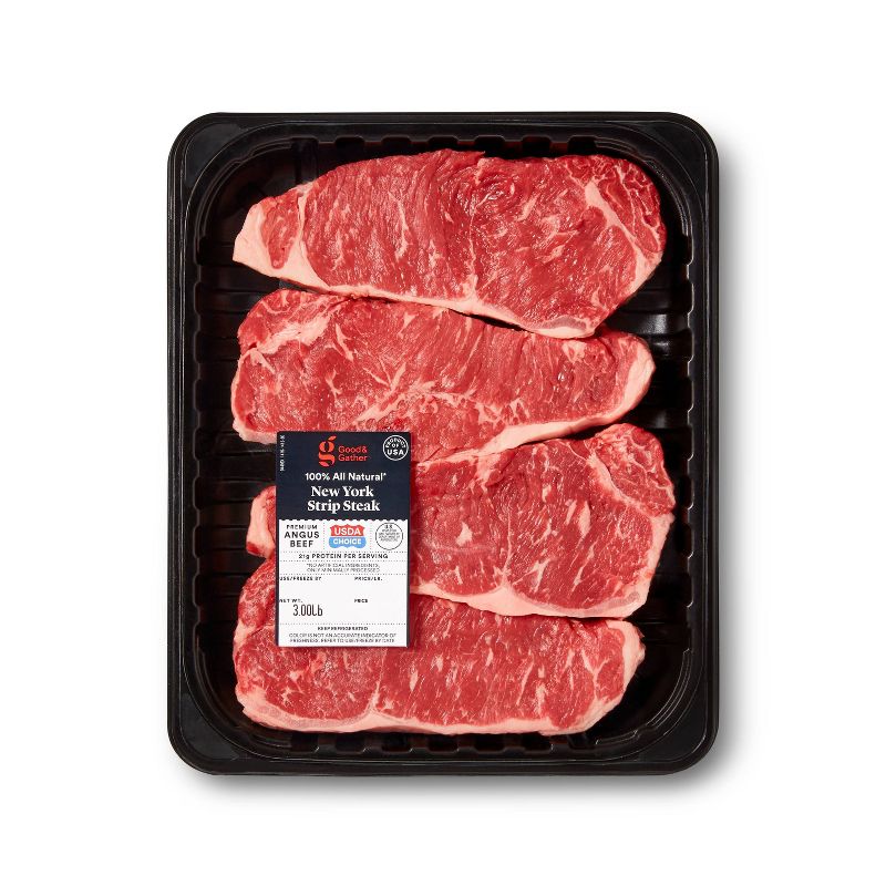USDA Choice Angus Beef New York Strip Steak Value Pack - 1.62-3.80 lbs - price per lb - Good &#38; Gather&#8482;, 1 of 6
