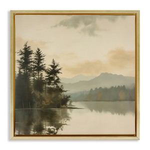 Stupell Industries Beige Mountain Landscape Floating Frame Canvas Art - 1 of 4