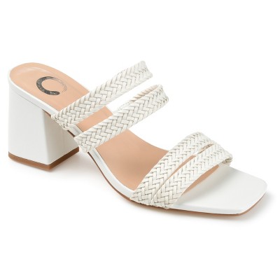 Journee Collection Womens Natia Wide Width Open Square Toe Block Heel Sandals