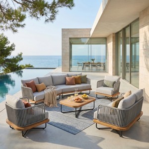 Christopher Knight Home Lucca 6 Piece Modern Outdoor Acacia Wood
