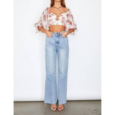 Women's Chiffon Balloon Sleeved Bustier Crop Top - One and Only Collective