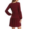 Women's Casual Long Sleeve Dresses for Women 2025 V Neck Ruffles Ruched Dress with Pockets - 3 of 4