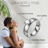 Solitaire Engagement Ring for Women 4mm Cubic Zirconia 1CT Stainless Steel by Ginger Lyne - 4 of 4