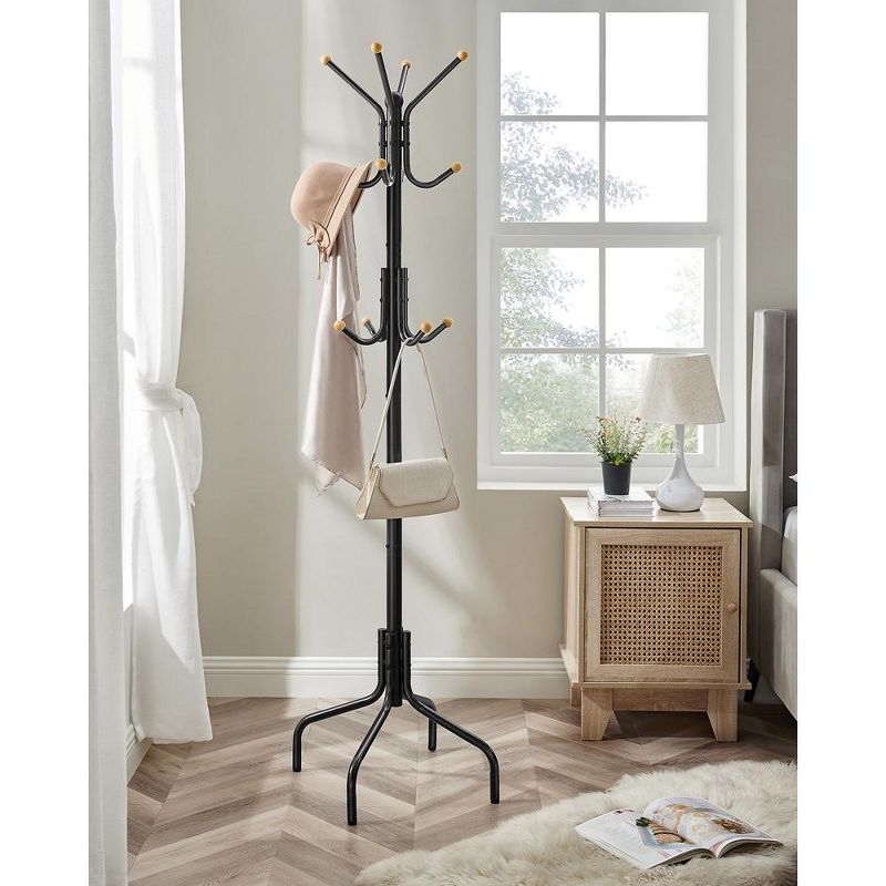 SONGMICS Coat Rack Freestanding, Metal Coat Rack Stand with 12 Hooks and 4 Legs, Coat Tree, Holds Clothes, 4 of 11