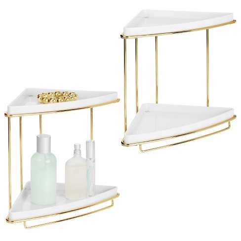 Mdesign Steel/plastic 2-tier Freestanding Bathroom Organizer Shelf