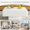 31.6" Modern Square Fluted Coffee Table with Thick Top and Pedestal Base, White Minimalist Center Table for Living Room -3irtyhousy - 2 of 4