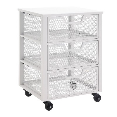 3 Drawer Clinton Metal Rolling Cart White - OSP Home Furnishings