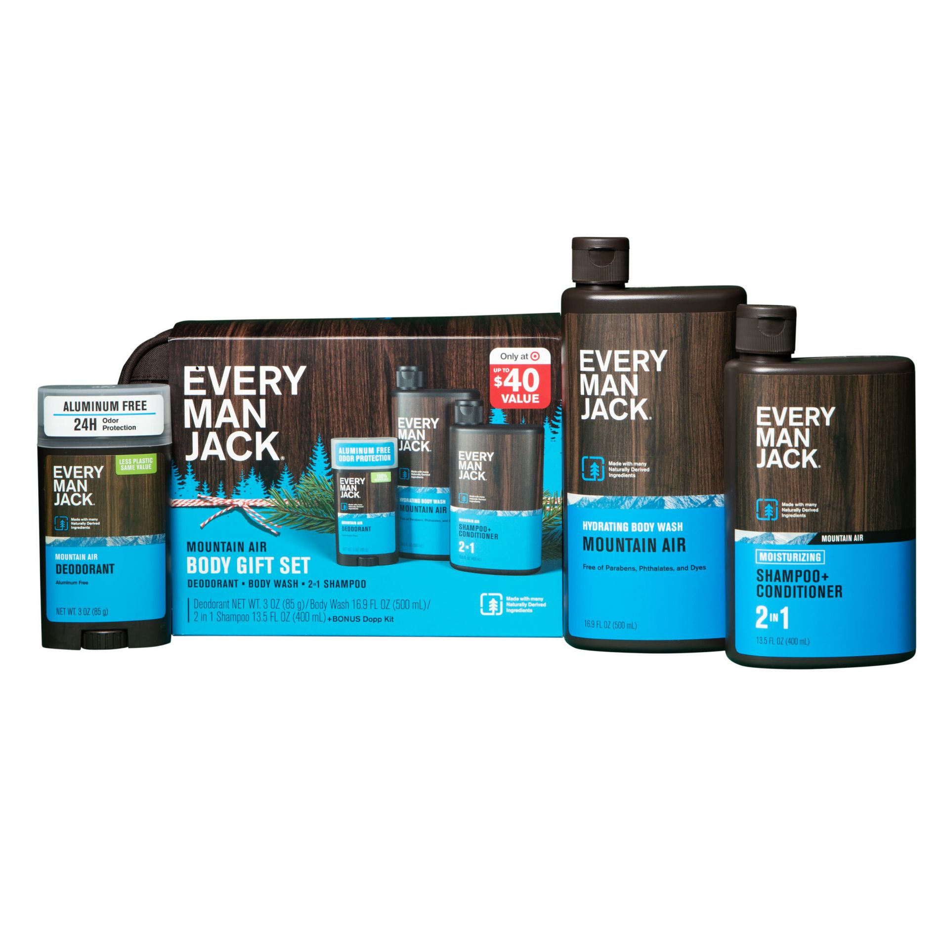 Every Man Jack Mountain Air Holiday Body Dopp Bag Gift Set - 3ct