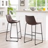 Set Of 2 Laslo Modern Upholstered Faux Leather Barstools Brown ...