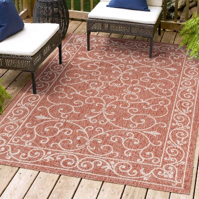 Red and Beige 4' x 6' Flat Woven Reversible Rug