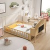 CAVINAS Multi-Functional Kids Montessori Floor Bed Frame, Sturdy Pine & Plywood Platform Bed Frame with Fence & Door, Full Wooden Toddler Bed - 2 of 4