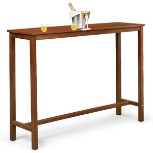 Wooden Outdoor Bar Table, Wood Patio Counter Height Table, Weather-Resistant Patio Pub Table for Garden, Balcony, Poolside, Backyard, Indoor Use - 1 of 4