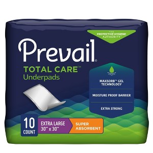 Prevail Total Care Disposable Underpad Heavy Absorbency Super Absorbent Core 30X30" UPS-120/1 10 pads - 1 of 1