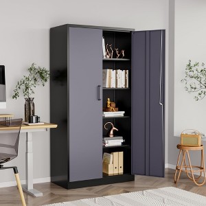 Mlezan Metal Storage Cabinets with Lock, Garage Storage Cabinet with 2 Door and 5 Adjustable Shelves, for Home, Office, Gym, Garage - 1 of 4