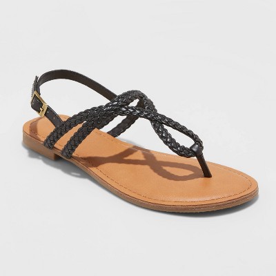 target black strap sandals