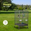 FDW 35 Inch Bird Cage Wrought Iron Flight Cage with Playtime Open Top Rolling Stand Removable Feeder Trays & a Secure Locking System, Black - 3 of 4