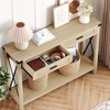 Boho Entryway Table with Rattan Drawers, Console Table for Entryway, 43" Wood Sofa Table with Storage for Living Room, Hallway, Foyer - 3 of 4