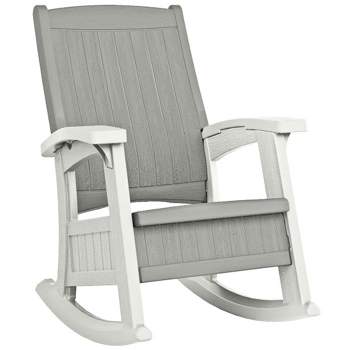 Suncast Outdoor Lightweight Portable Rocking Chair w/ 7 Gallon In-Seat Storage, Porch, Patio, Deck Furniture, 375 Pound Capacity, Dove Gray