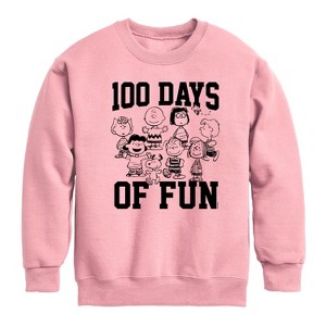 Boys' - Peanuts - 100 Days Of Fun Graphic Long Sleeve Fleece Sweatshirt - 1 of 4