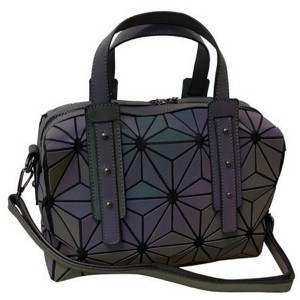AmeriLeather Medina Geometric Handbag – Reflective PVC, Top Zip, Convertible Carry with Strap, 10.5" Flash-Glow Tote - 1 of 4