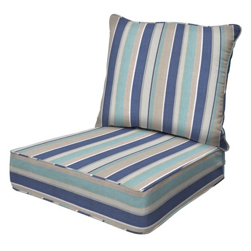 Honeycomb Outdoor Deep Seating Cushion Set - Stripe Blue & Beige : Target