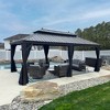 Purple Leaf 12 'X 20' Courtyard Bronze Aluminum Frame Pavilion And Navy Blue Curtain Outdoor Hardtop Gazebo - 2 of 4
