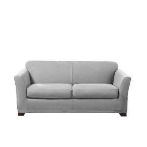 3pc Ultimate Stretch Leather Loveseat Slipcovers - Sure Fit - 1 of 4