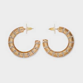 SUGARFIX by BaubleBar Gold and Crystal Hoop Earrings - Gold