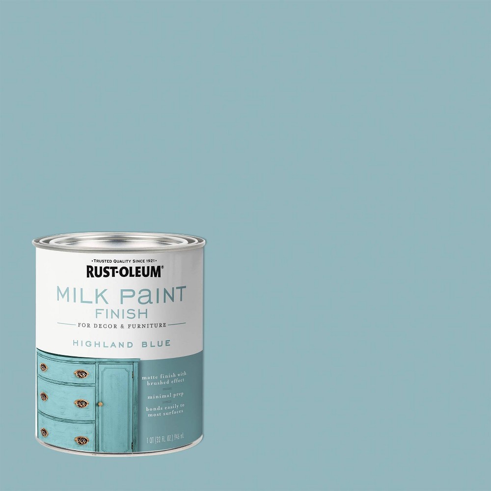 Photos - Paint / Enamel Rust-Oleum 2pk Milk Paint- Highland Blue Quart: Interior Wall & Drywall Paint, Water-Based, 275 Sq Ft Coverage 