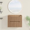 Lirago 24" Wall Mount Bathroom Vanity Cabinet Floating with Soft Close Drawers Walnut Grain Laminate Modern Storage for Bathroom Sink not included - 3 of 4