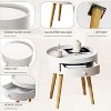 18in Tall White Nightstand, Coffee Table with Oak Legs, Modern Side Table  for Living Room,Bedroom,Office Small Spaces - 3 of 4