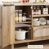47.2" Rattan Sideboard Buffet Cabinet with Storage, Farmhouse Kitchen Buffet Cabinet with Drawer, Boho Wooden Coffee Bar Cabinet with Open Shelves - 4 of 4